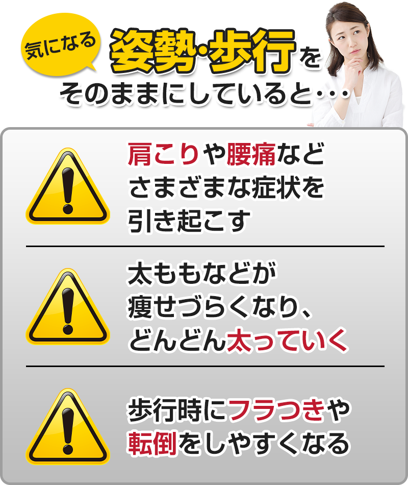姿勢や歩行をそのままにしていると